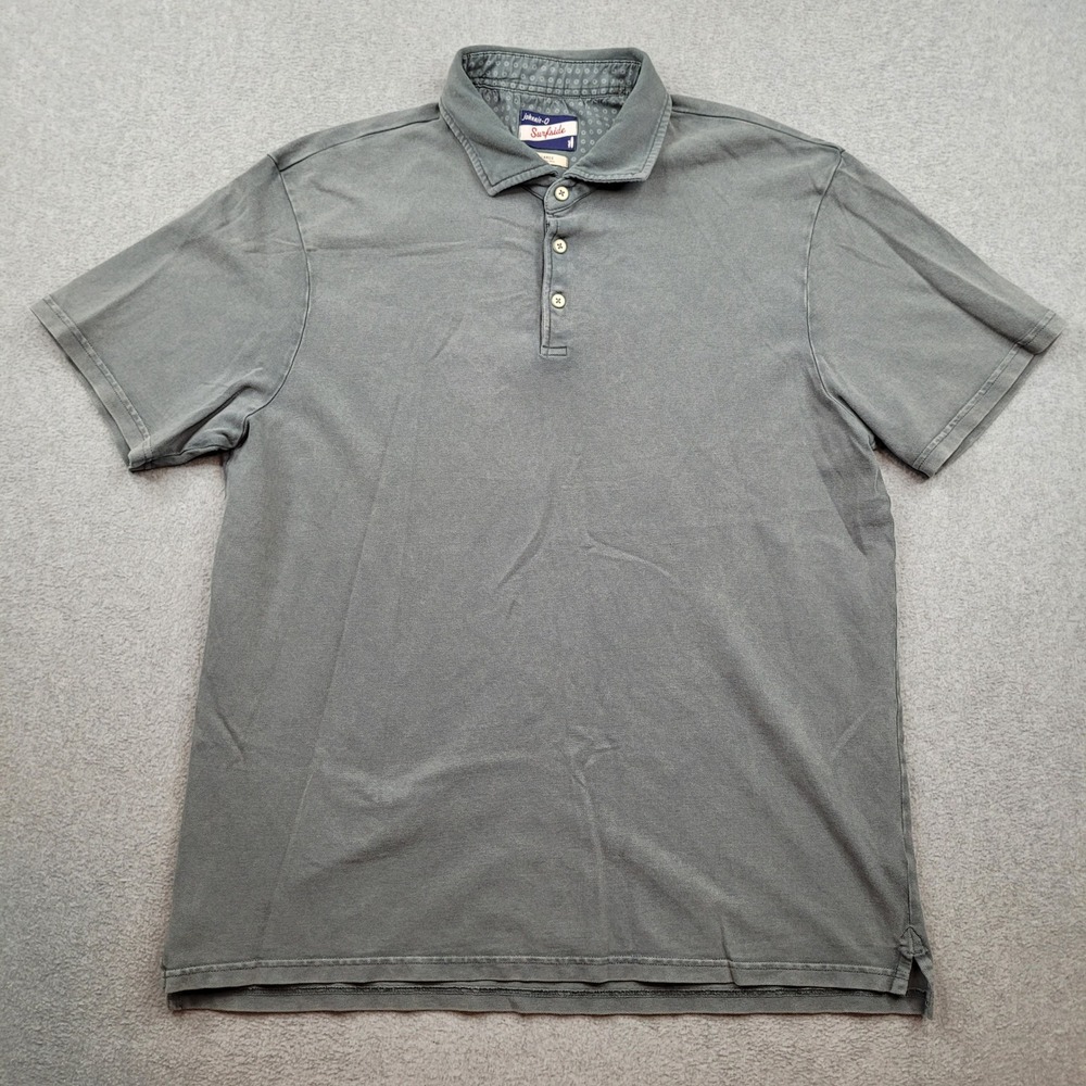 johnnie-O Polo Shirt Mens Large Gray Surfside Short Sleeve Cotton Spandex Pique